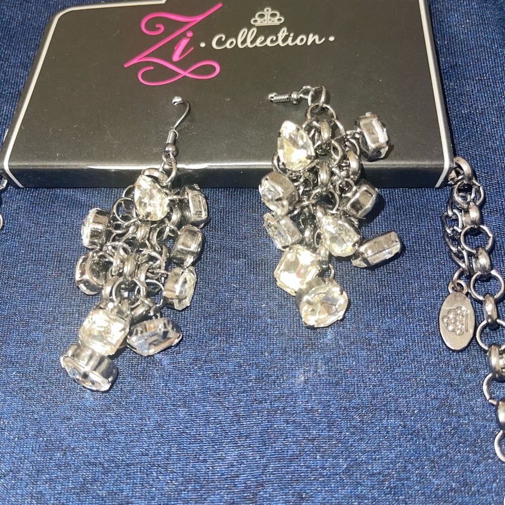 Zi COLLECTION Silver and Clear Crystal Earrings